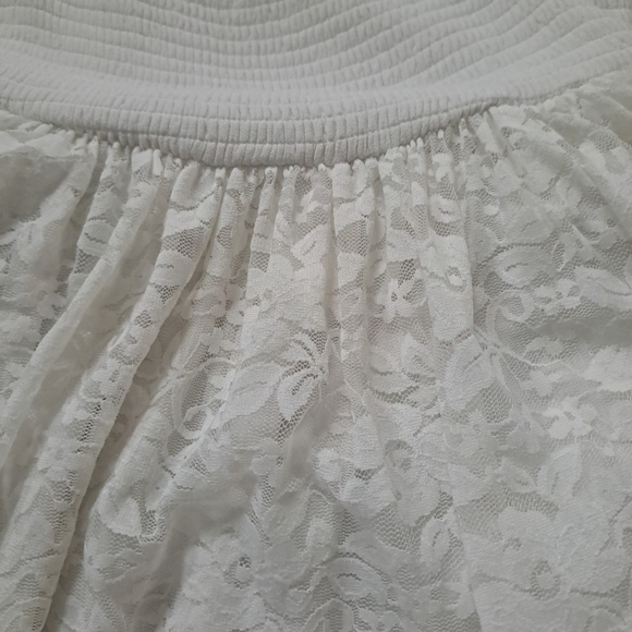#039 Torrid 2 White Lace Shirred Skater Dress - Picture 6 of 7